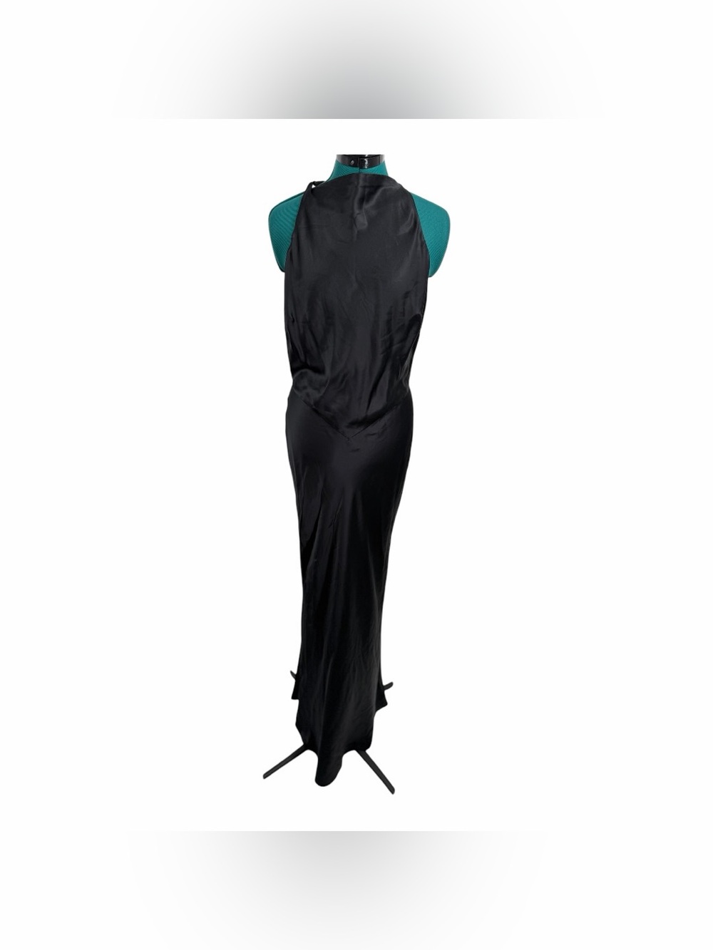 Reformation Bianca 100% Silk Halter Maxi Dress Black Size 10 NWT Camille Rowe - Picture 5 of 11